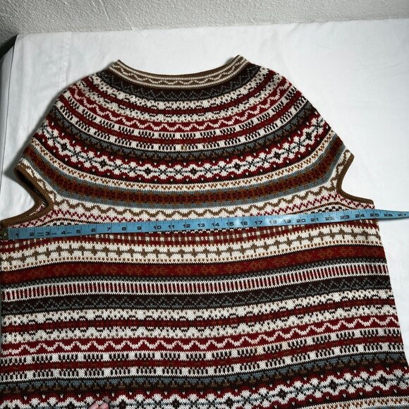 Carolina K Alpaca Wool Fringe Poncho Sweater Multicolor Geometric Medium Boho - Picture 5 of 14